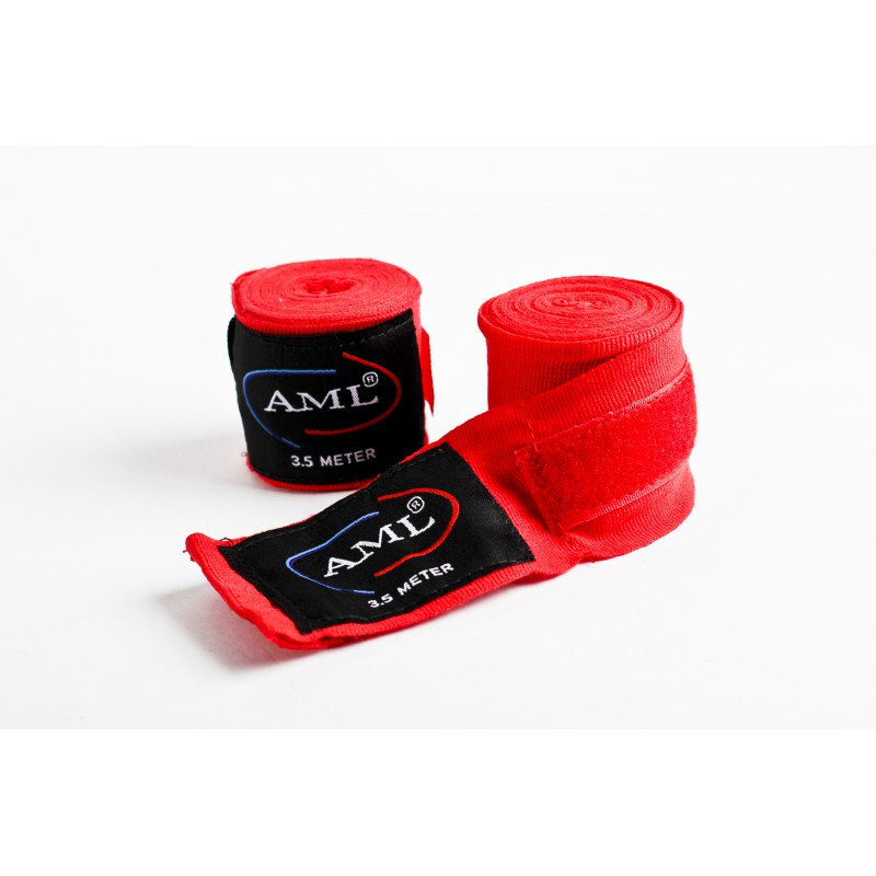 Бинт боксерский AML эластичный 3,5 м кам./крас.