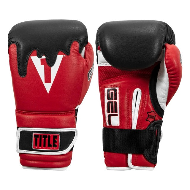 Перчатки тренировочные TITLE Boxing Gel Lava Leather Series, RED/BLACK/WHITE