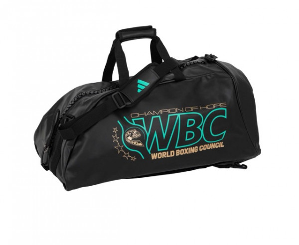 adiACC051WBC-M Сумка-рюкзак Training 2 in 1 PU Bag Boxing WBC M черно-зеленая