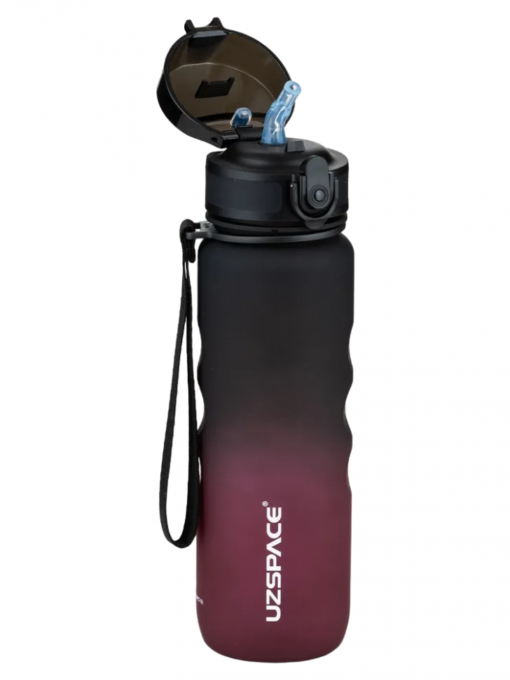 Бутылка для воды Sports Bottle Straw 500 мл цвет черно-бордовый